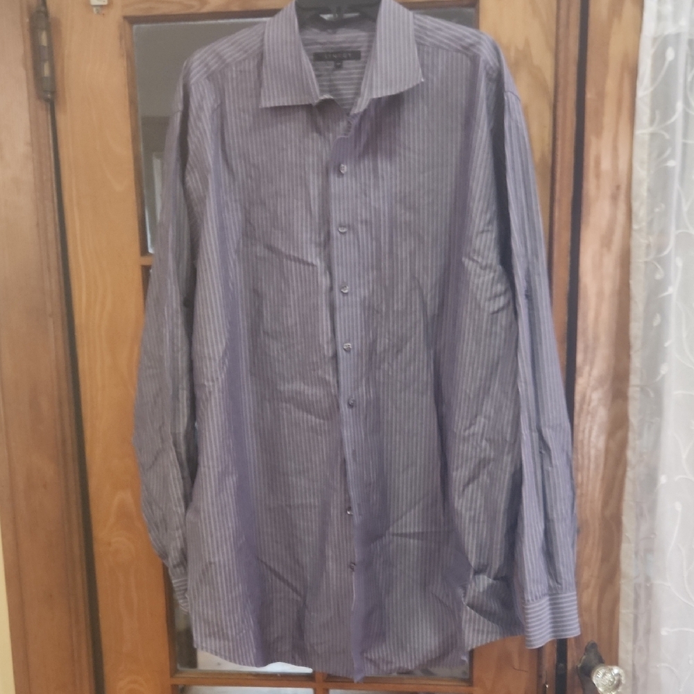 Stripped Lined Long Sleeve Dresz Shirt From Destination XL